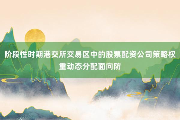 阶段性时期港交所交易区中的股票配资公司策略权重动态分配面向防